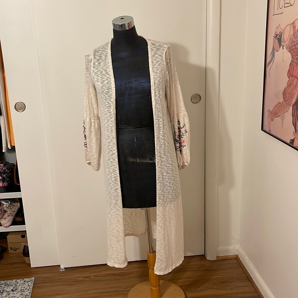 Art Class Polyester Knit Duster Sweater Cream Color XL (14/16)